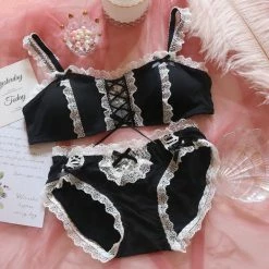 Unzzy HOT SALE Lolita Black Bra Set Suit KF825255