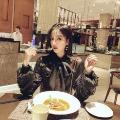 Kfashionstyle Super Fairy Puff Sleeve Bow Top KF30190 HOT SALE