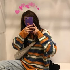 Unzzy HOT SALE Autumn And Winter Striped Sweater KF50001