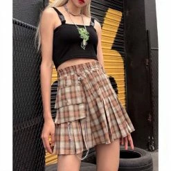 Unzzy Plaid Pleated Skirt KF9556 HOT SALE