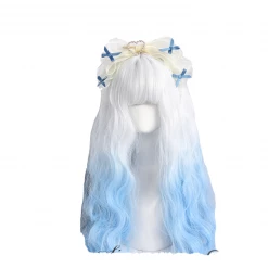 Unzzy HOT SALE White And Blue Gradient Long Curly Wig KF81268