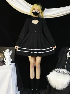 Unzzy HOT SALE Sweet And Sexy Heart Hollow Out Dress KF1066