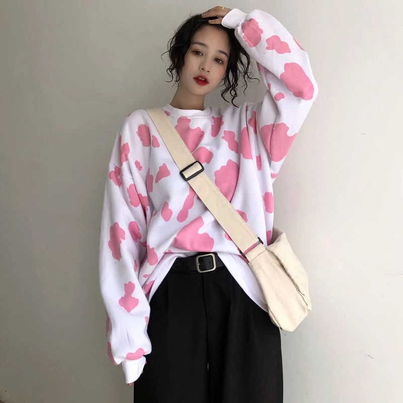 Unzzy HOT SALE Ulzzang Cow Sweatshirt KF9209 4 Unzzy HOT SALE Ulzzang Cow Sweatshirt KF9209