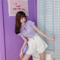 Unzzy Embroidered Striped Top KF9439