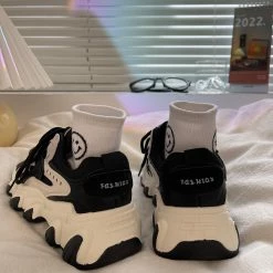 Unzzy Black Platform Sneakers KF90526 HOT SALE