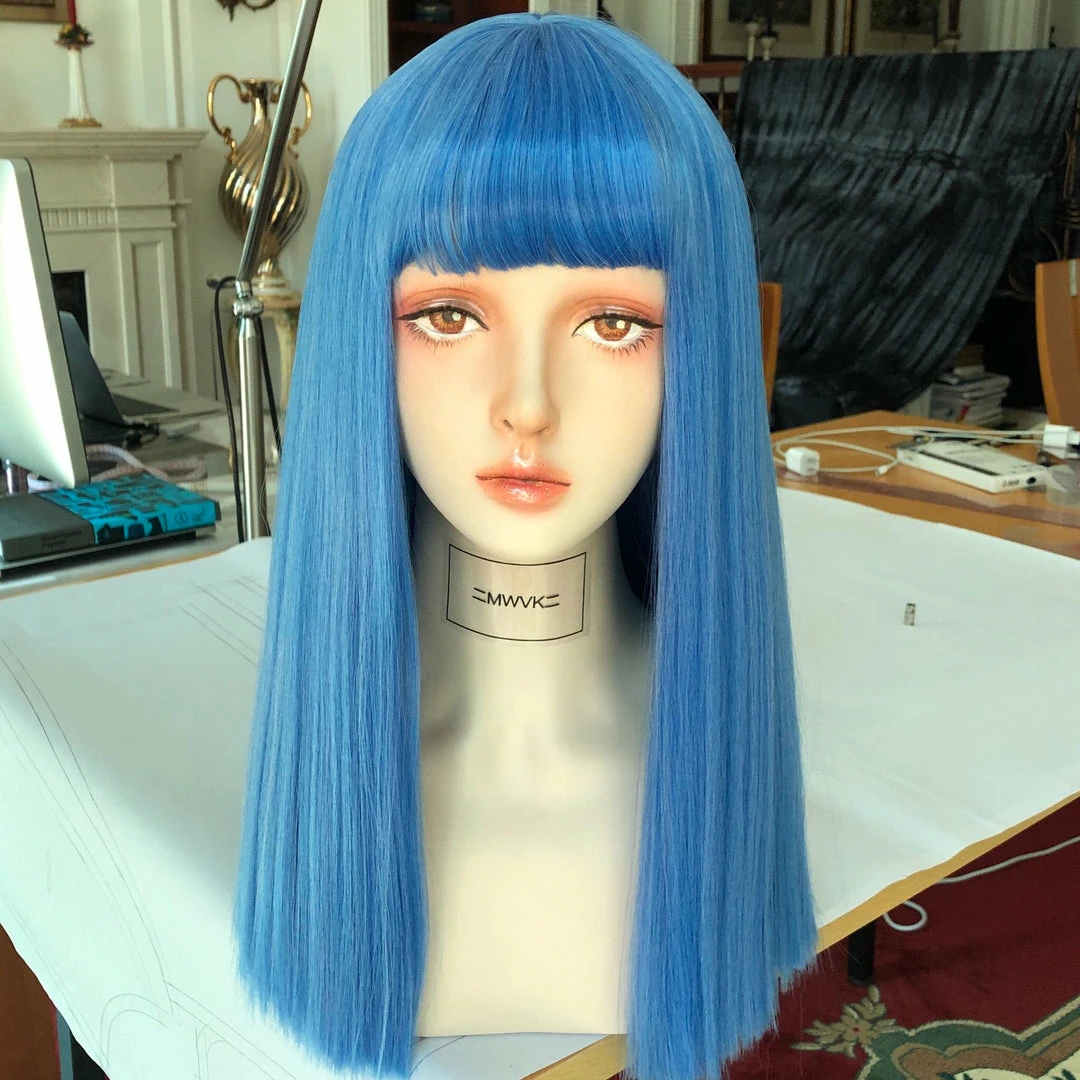 Unzzy Long Blue Straight Wig KF81265 2 Unzzy Long Blue Straight Wig KF81265