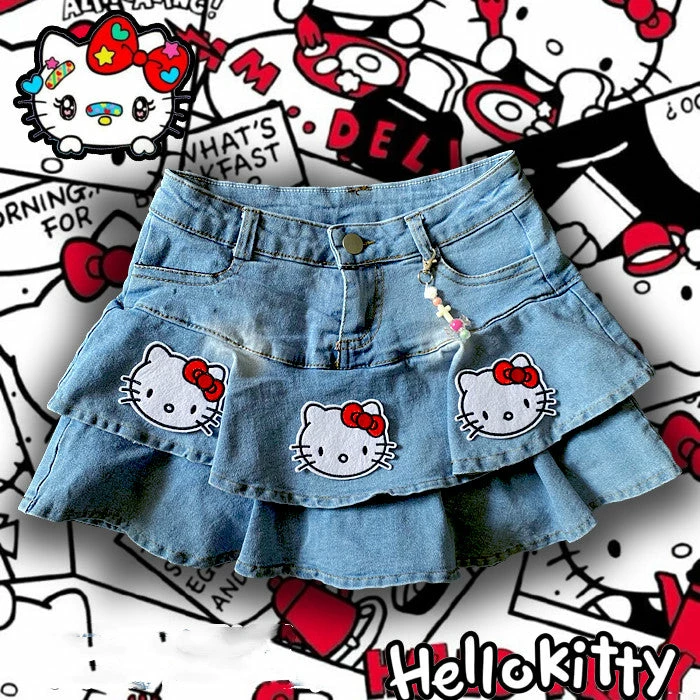 Unzzy Kitty Cat Denim Skirt KF82796 HOT SALE 1 Unzzy Kitty Cat Denim Skirt KF82796 HOT SALE