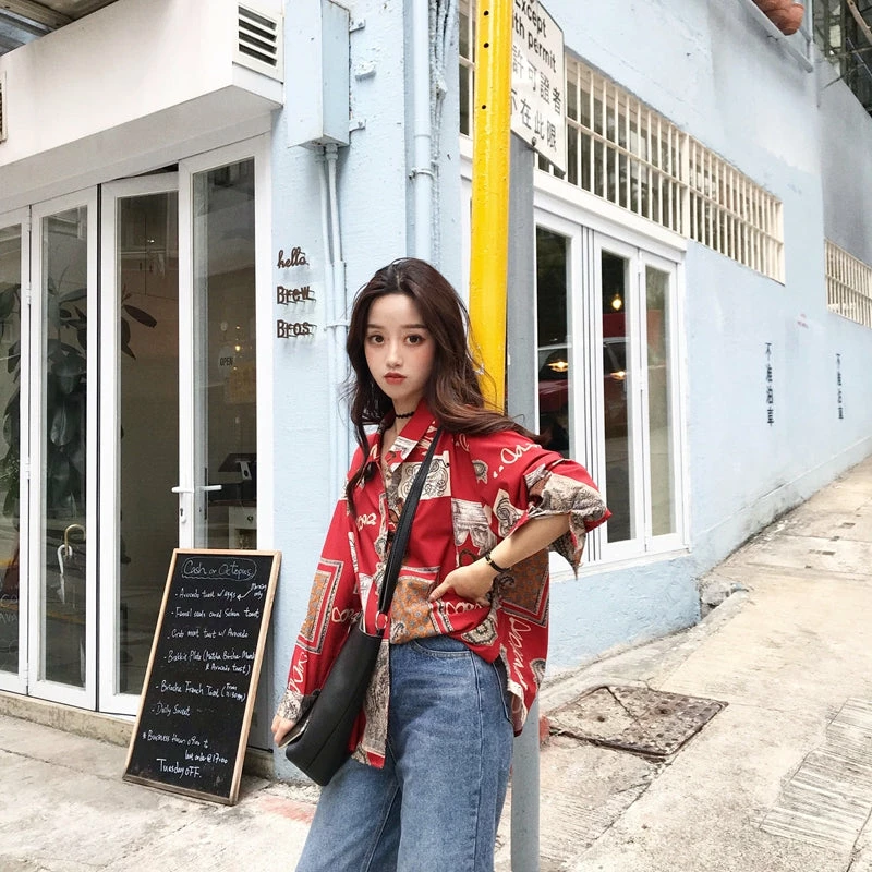 Unzzy HOT SALE Vintage Red Shirt KF81530 4 Unzzy HOT SALE Vintage Red Shirt KF81530