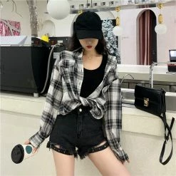Unzzy Black And White Plaid Shirt KF9207 HOT SALE 7 Unzzy Black And White Plaid Shirt KF9207 HOT SALE