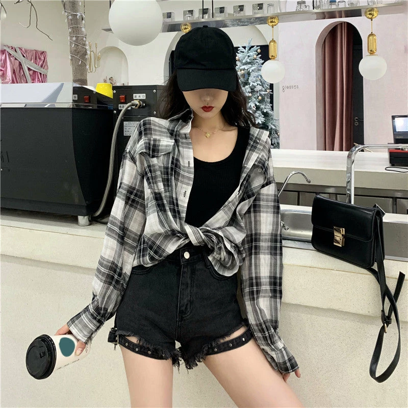 Unzzy Black And White Plaid Shirt KF9207 HOT SALE 3 Unzzy Black And White Plaid Shirt KF9207 HOT SALE