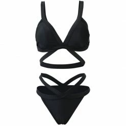 Unzzy Two-piece Black Swimsuit KF82655