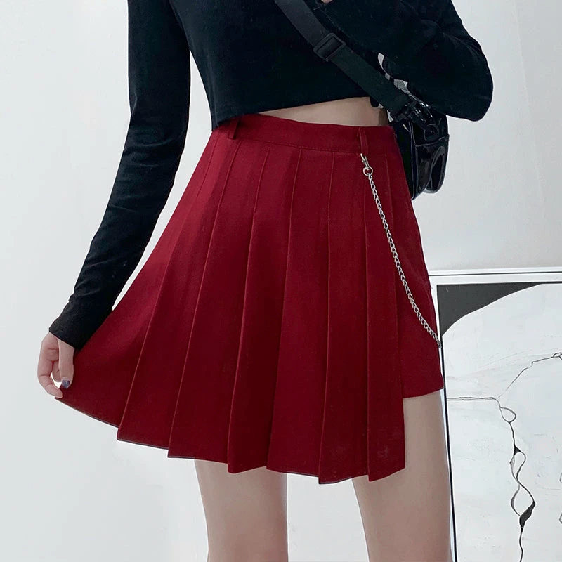 Unzzy HOT SALE Vintage Irregular Chain Pleated Skirt KF81041 8 Unzzy HOT SALE Vintage Irregular Chain Pleated Skirt KF81041