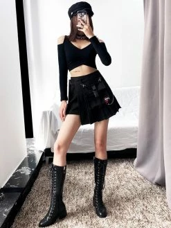 Unzzy Chain Pleated Skirt KF90223 HOT SALE