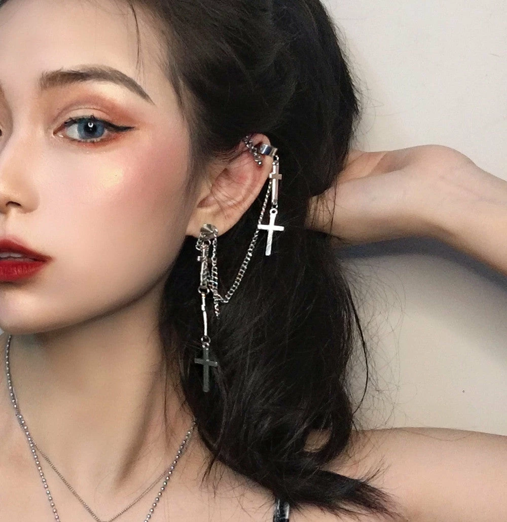 Unzzy HOT SALE Cross Chain Earrings KF81297 1 Unzzy HOT SALE Cross Chain Earrings KF81297