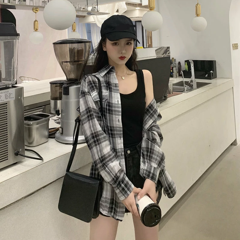 Unzzy Black And White Plaid Shirt KF9207 HOT SALE 1 Unzzy Black And White Plaid Shirt KF9207 HOT SALE
