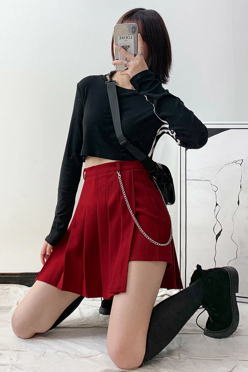 Unzzy HOT SALE Vintage Irregular Chain Pleated Skirt KF81041 4 Unzzy HOT SALE Vintage Irregular Chain Pleated Skirt KF81041