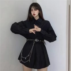 Unzzy Dark Top + Belt + Chain KF82641