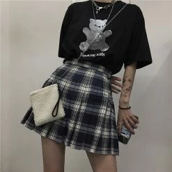Unzzy HOT SALE Plaid Pleated Skirt KF9513