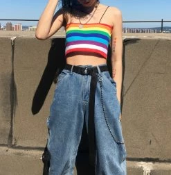 Unzzy Rainbow Striped Vest KF81153 HOT SALE