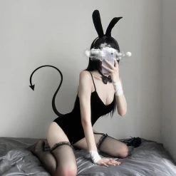 Unzzy HOT SALE Black Bunny Uniform Set KF82788