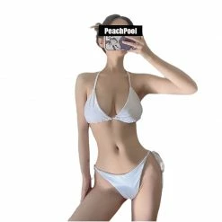Unzzy White Bikini Lingerie Swimsuit Set KF82657 HOT SALE