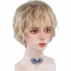 Unzzy Golden Short Curly Wig KF82041