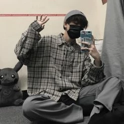 Unzzy Ulzzang Plaid Shirt KF81856 HOT SALE