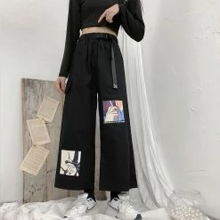 Unzzy Ulzzang Black Casual Pants KF81524 HOT SALE
