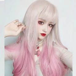 Unzzy HOT SALE Pink Gradient Long Curly Wig KF81778 8 Unzzy HOT SALE Pink Gradient Long Curly Wig KF81778