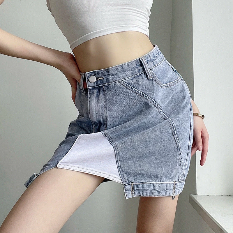 Unzzy HOT SALE Asymmetric Denim Skirt KF81546 4 Unzzy HOT SALE Asymmetric Denim Skirt KF81546