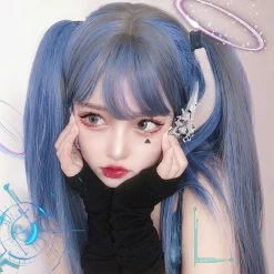 Unzzy HOT SALE Blue Long Straight Wig KF81473