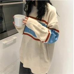 Unzzy Embroidered Striped Sweater KF9195 HOT SALE