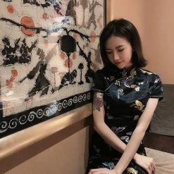 Unzzy HOT SALE Dark Vintage Cheongsam KF90376