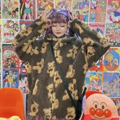 Unzzy HOT SALE Black Bear Coat KF81646