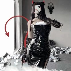 Unzzy Cosplay Little Devil Leather DRESS (2-PIECE SET） KF82468 HOT SALE