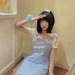 Unzzy Blue Denim Suspender Dress KF50144