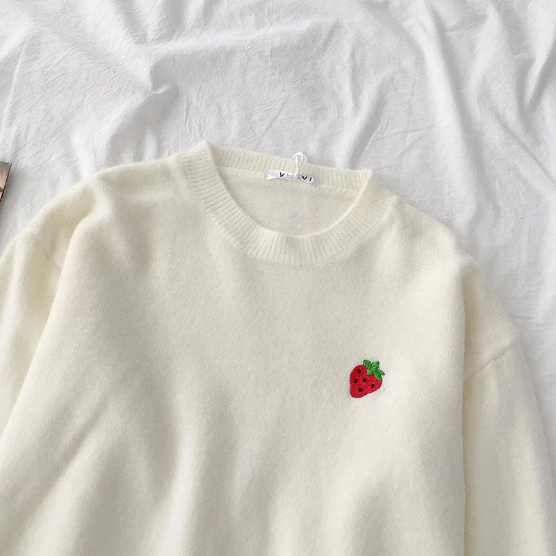 Unzzy Fruit Embroidered Sweater KF9536 2 Unzzy Fruit Embroidered Sweater KF9536