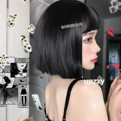 Unzzy HOT SALE Black Short Straight Wig KF81732