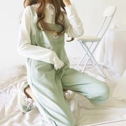 Unzzy Embroidered Suspender Pants KF50008