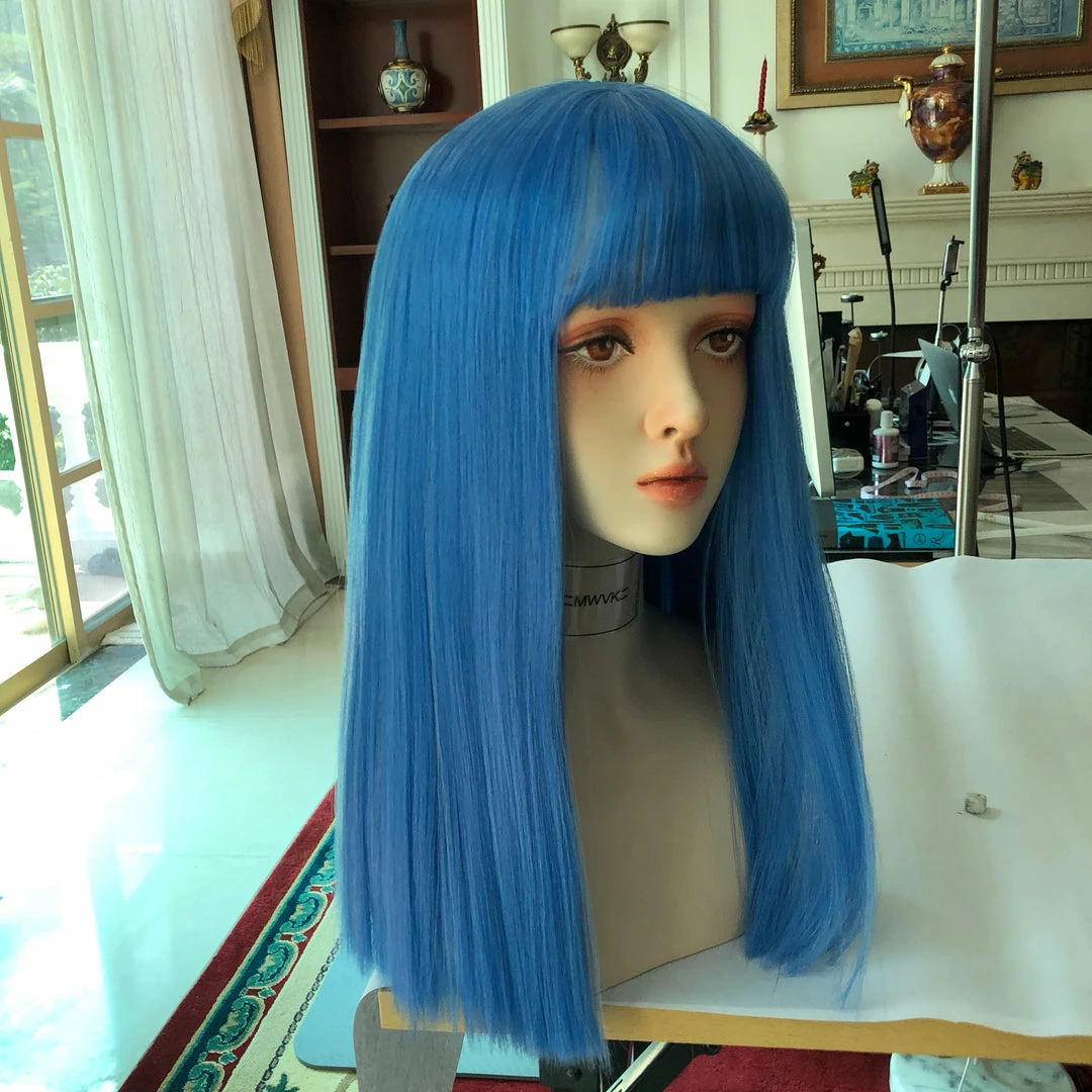 Unzzy Long Blue Straight Wig KF81265 4 Unzzy Long Blue Straight Wig KF81265