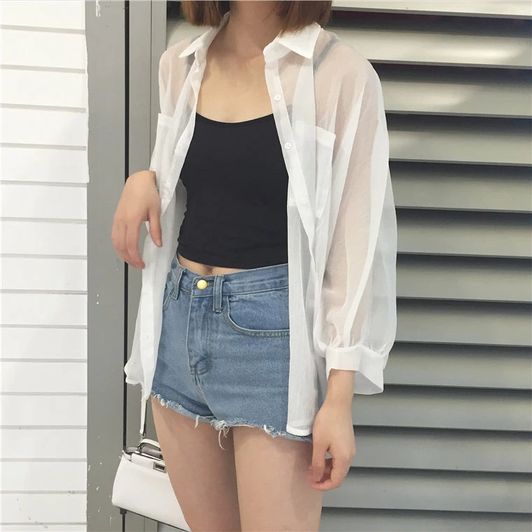 Unzzy Chic White Sunscreen Shirt KF9190 HOT SALE 3 Unzzy Chic White Sunscreen Shirt KF9190 HOT SALE