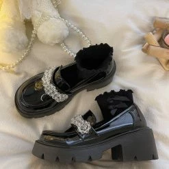 Unzzy Black High-heeled Leather Shoes KF82714 HOT SALE