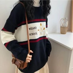 Unzzy Embroidered Striped Sweater KF9195 HOT SALE