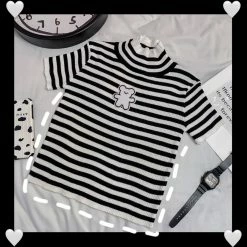 Unzzy Embroidered Striped Top KF9439