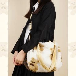 Unzzy HOT SALE Lamb Fur Bear Shoulder Bag KF82572