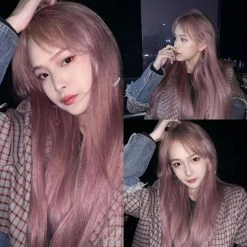 Unzzy HOT SALE Pink Long Straight Wig KF81406