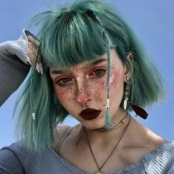 Unzzy HOT SALE Green Short Straight Wig KF9457