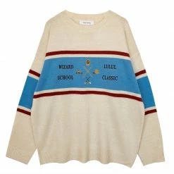 Unzzy Embroidered Striped Sweater KF9195 HOT SALE