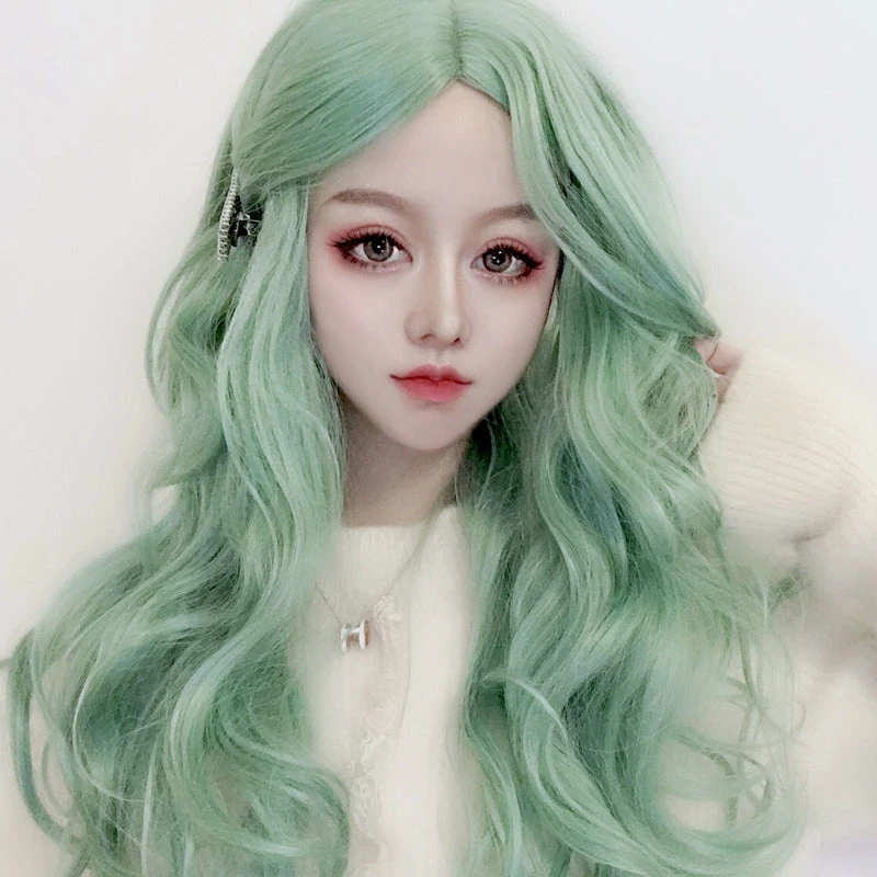 Unzzy Green Long Roll Wig KF90501 1 Unzzy Green Long Roll Wig KF90501