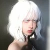 Unzzy Silver White Short Curly Hair Wig KF82745